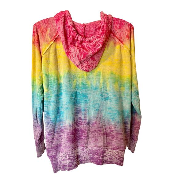 Koloa Surf Company Tie Dye Sweatshirt Rainbow V-Neck Burnout Hoodie Unisex XL - Picture 2 of 8